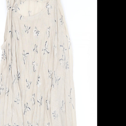 Apricot Womens Beige Geometric Viscose Trapeze & Swing Size 10 Round Neck Pullover - Butterfly Pattern