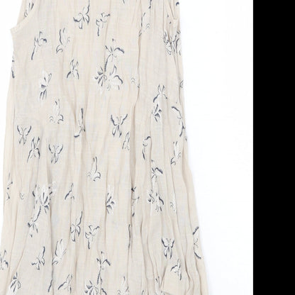 Apricot Womens Beige Geometric Viscose Trapeze & Swing Size 10 Round Neck Pullover - Butterfly Pattern