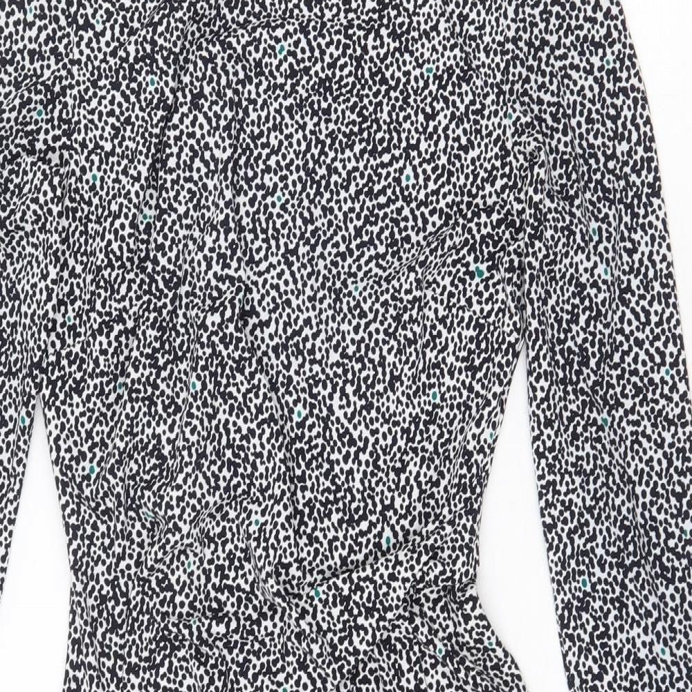 Fenn Wright Manson Womens White Geometric Polyester A-Line Size 8 Round Neck Pullover