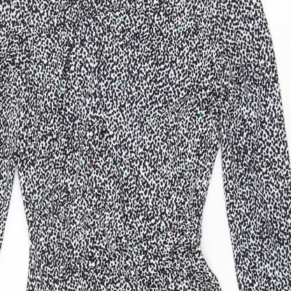 Fenn Wright Manson Womens White Geometric Polyester A-Line Size 8 Round Neck Pullover