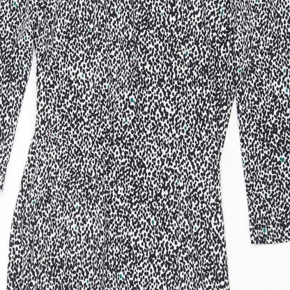 Fenn Wright Manson Womens White Geometric Polyester A-Line Size 8 Round Neck Pullover