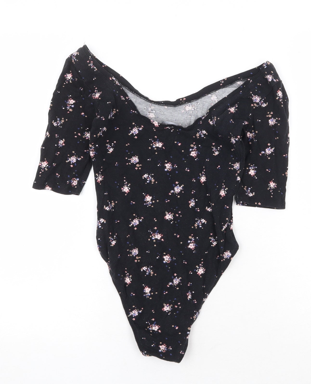 Atmosphere Womens Black Floral Cotton Bodysuit One-Piece Size 6 Snap