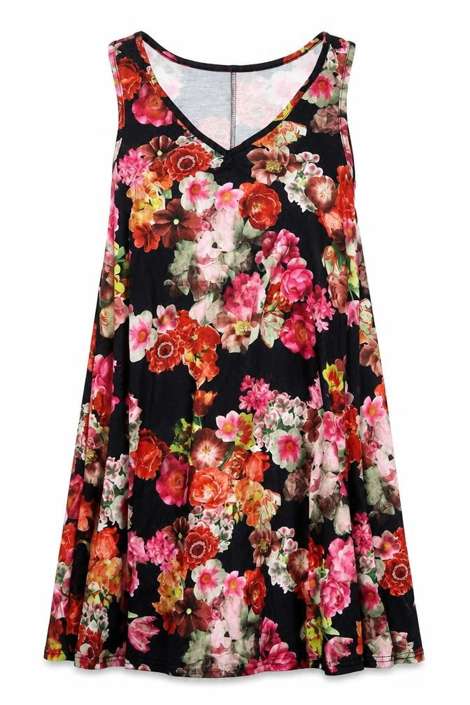Boohoo Womens Multicoloured Floral Polyester Trapeze & Swing Size 8 V-Neck Pullover