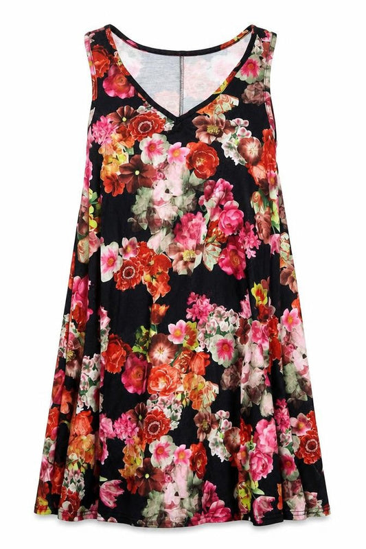 Boohoo Womens Multicoloured Floral Polyester Trapeze & Swing Size 8 V-Neck Pullover