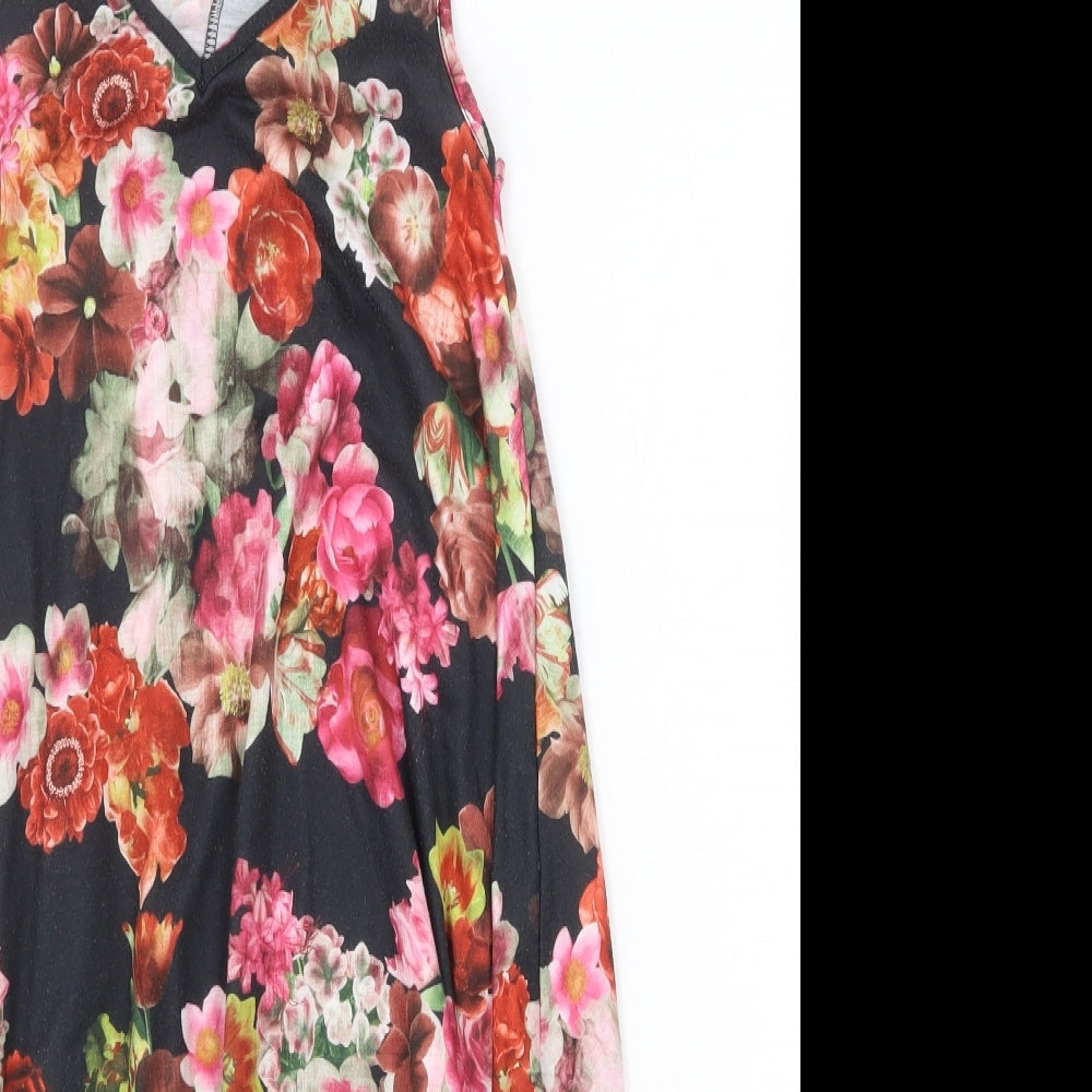 Boohoo Womens Multicoloured Floral Polyester Trapeze & Swing Size 8 V-Neck Pullover