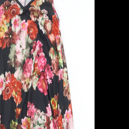 Boohoo Womens Multicoloured Floral Polyester Trapeze & Swing Size 8 V-Neck Pullover