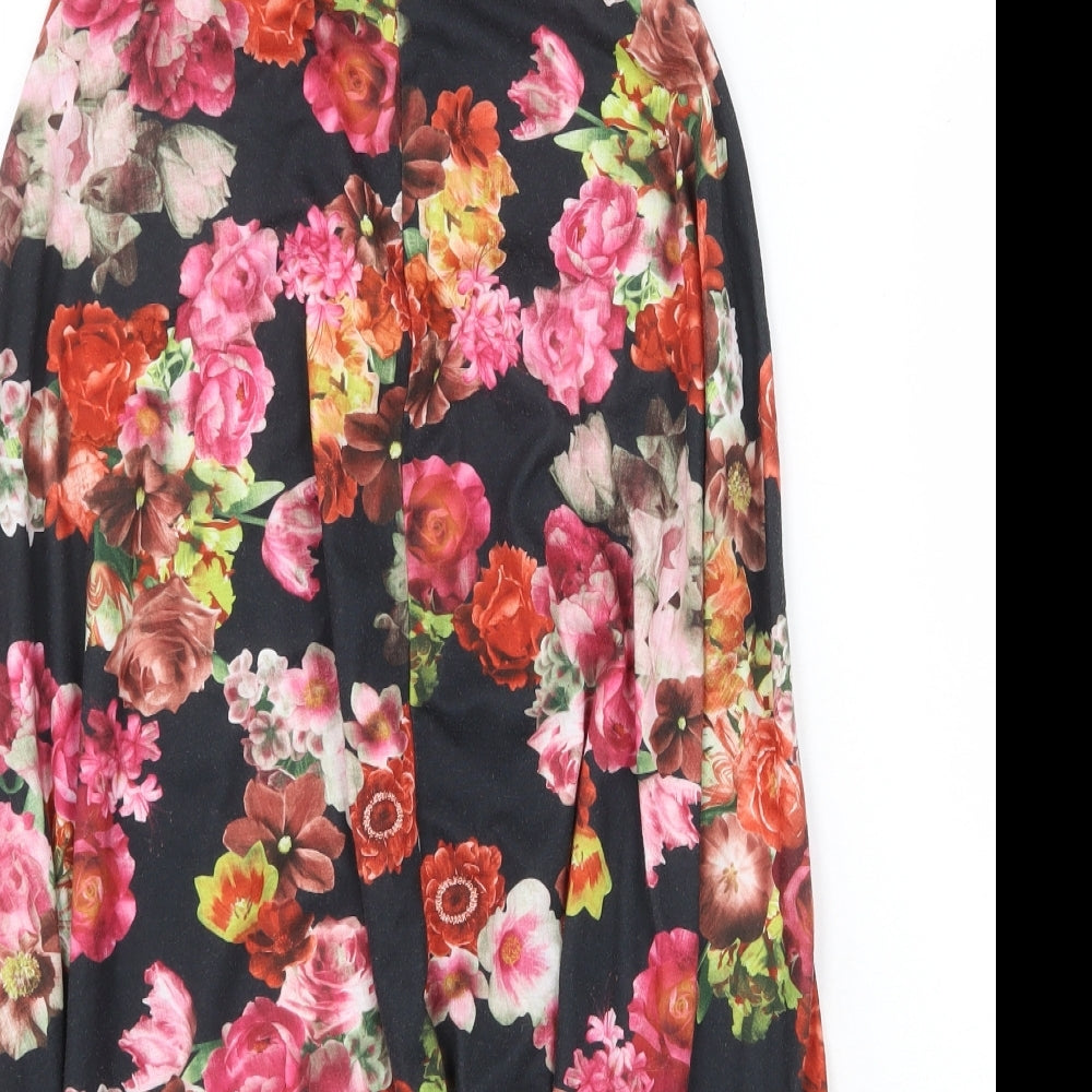 Boohoo Womens Multicoloured Floral Polyester Trapeze & Swing Size 8 V-Neck Pullover