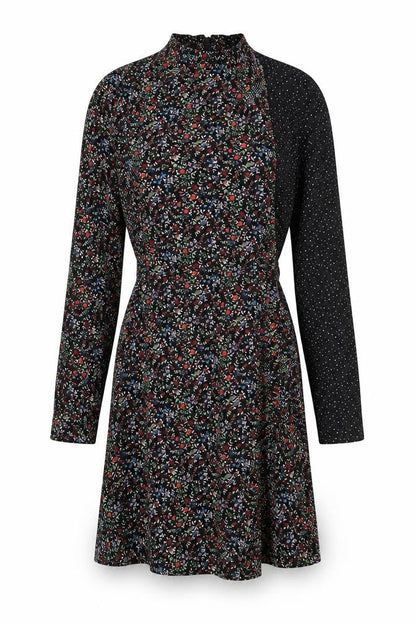 Topshop Womens Multicoloured Floral Polyester A-Line Size 8 High Neck Zip - Polka Dot