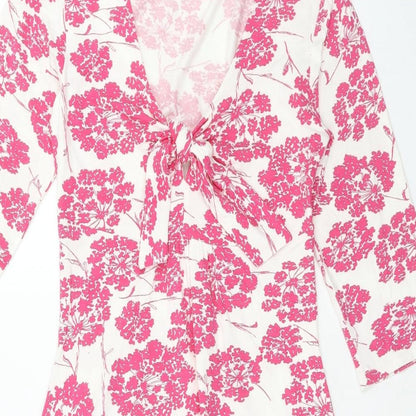 LK Bennet Womens Pink Floral Viscose A-Line Size 6 Scoop Neck Pullover