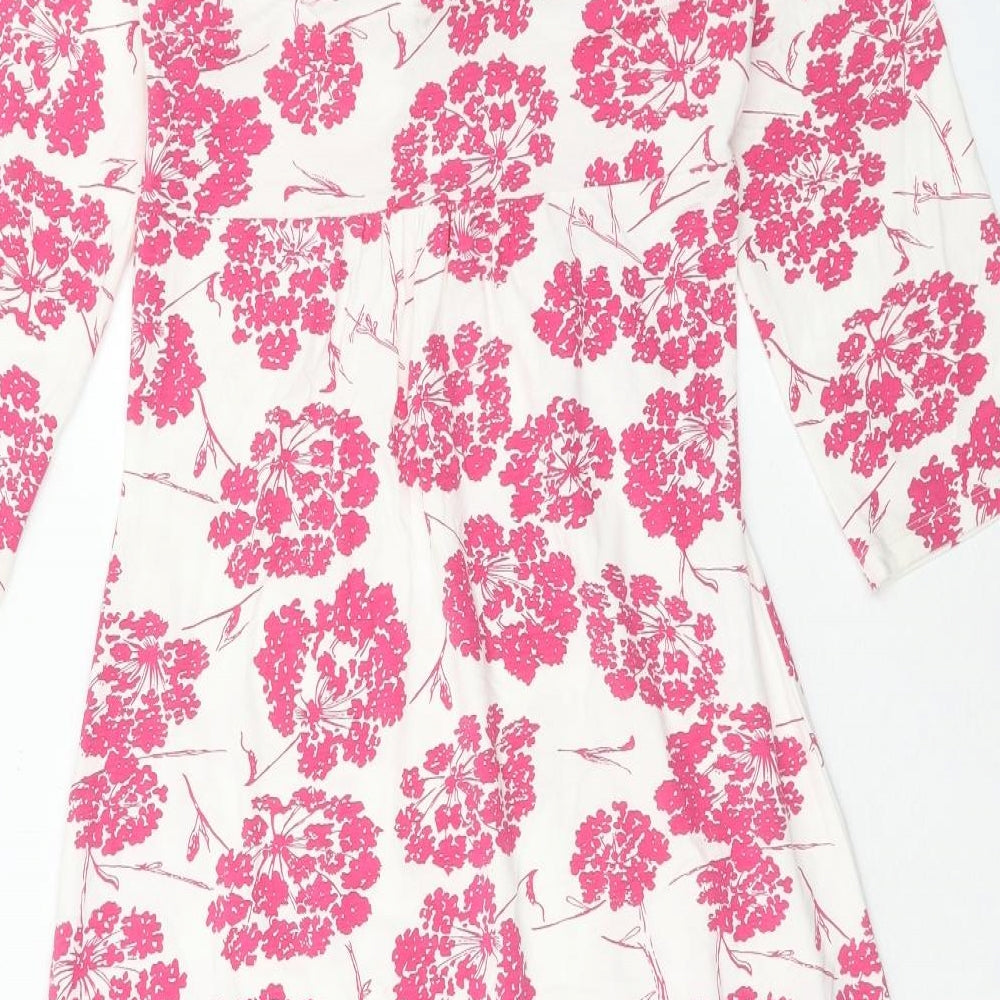 LK Bennet Womens Pink Floral Viscose A-Line Size 6 Scoop Neck Pullover