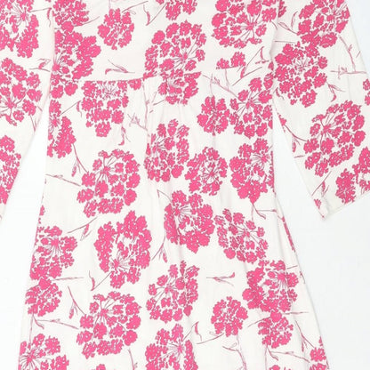 LK Bennet Womens Pink Floral Viscose A-Line Size 6 Scoop Neck Pullover