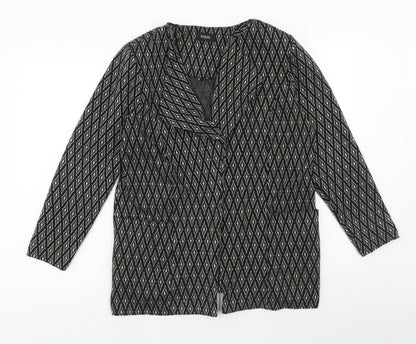 Klass Womens Grey Geometric Jacket Coatigan Size L