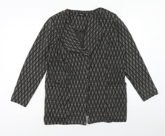 Klass Womens Grey Geometric Jacket Coatigan Size L