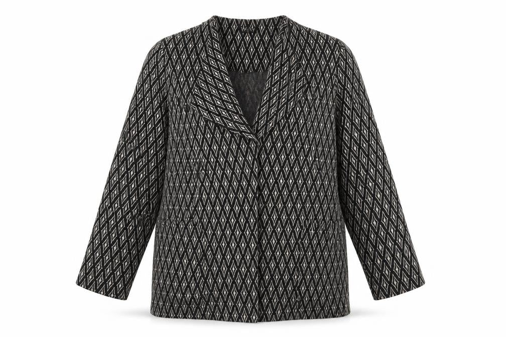 Klass Womens Grey Geometric Jacket Coatigan Size L