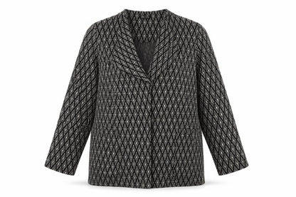 Klass Womens Grey Geometric Jacket Coatigan Size L