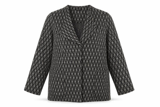 Klass Womens Grey Geometric Jacket Coatigan Size L