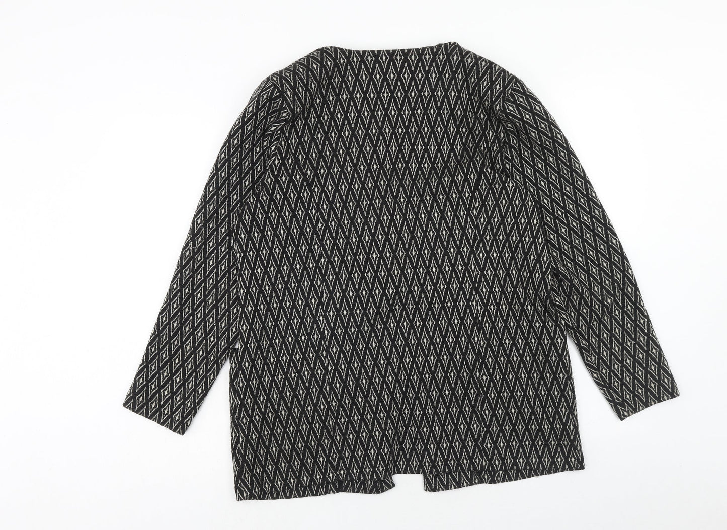 Klass Womens Grey Geometric Jacket Coatigan Size L