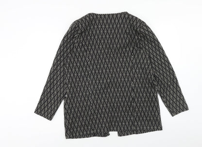 Klass Womens Grey Geometric Jacket Coatigan Size L