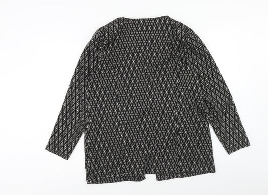 Klass Womens Grey Geometric Jacket Coatigan Size L