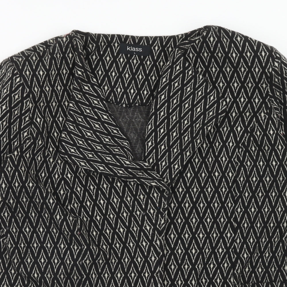 Klass Womens Grey Geometric Jacket Coatigan Size L