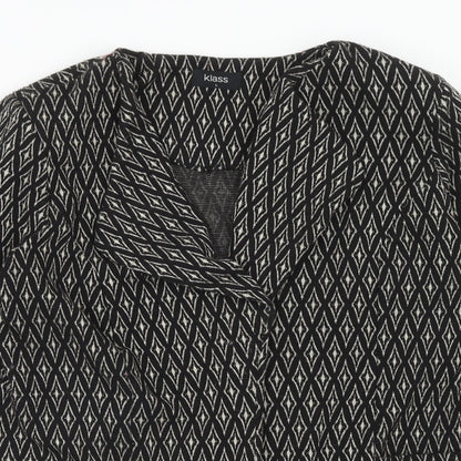 Klass Womens Grey Geometric Jacket Coatigan Size L