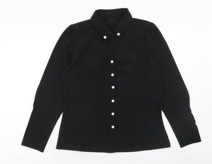Womens UK Size L Preworn Black Basic Button-Up