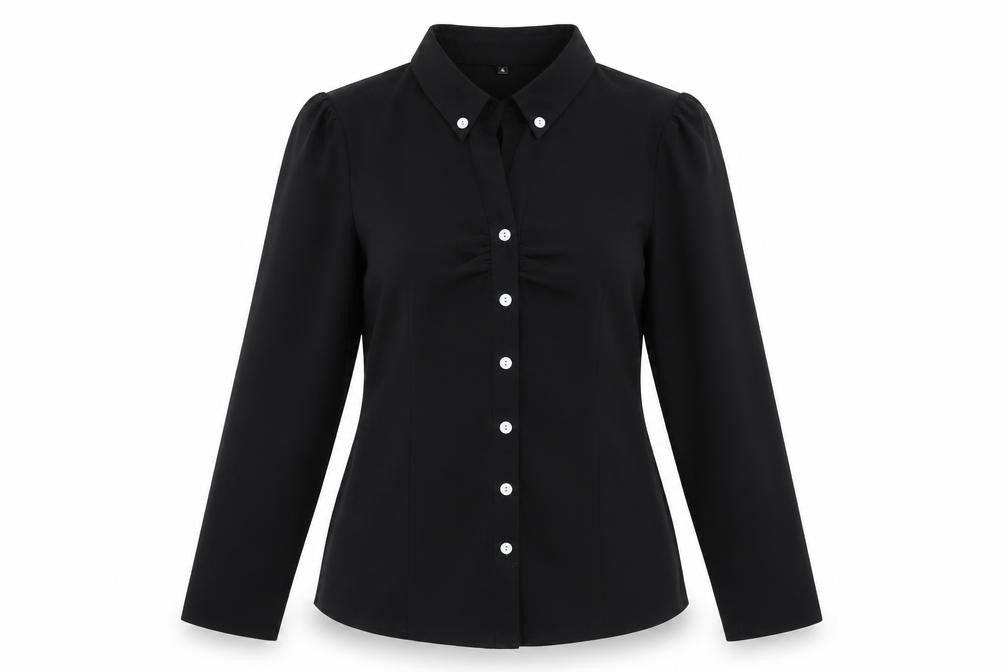 Womens UK Size L Preworn Black Basic Button-Up