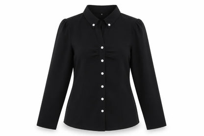 Womens UK Size L Preworn Black Basic Button-Up