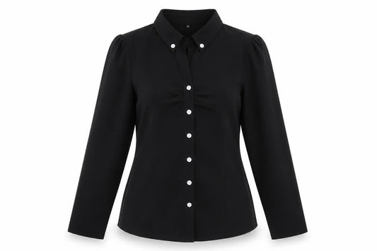 Womens UK Size L Preworn Black Basic Button-Up