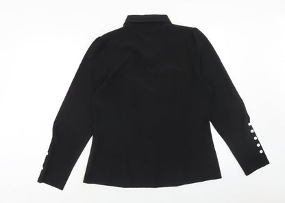 Womens UK Size L Preworn Black Basic Button-Up