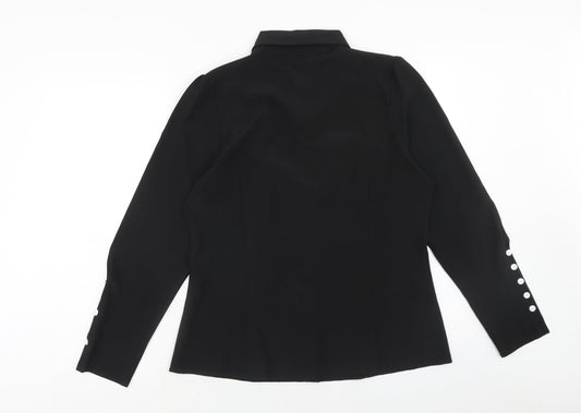 Womens UK Size L Preworn Black Basic Button-Up