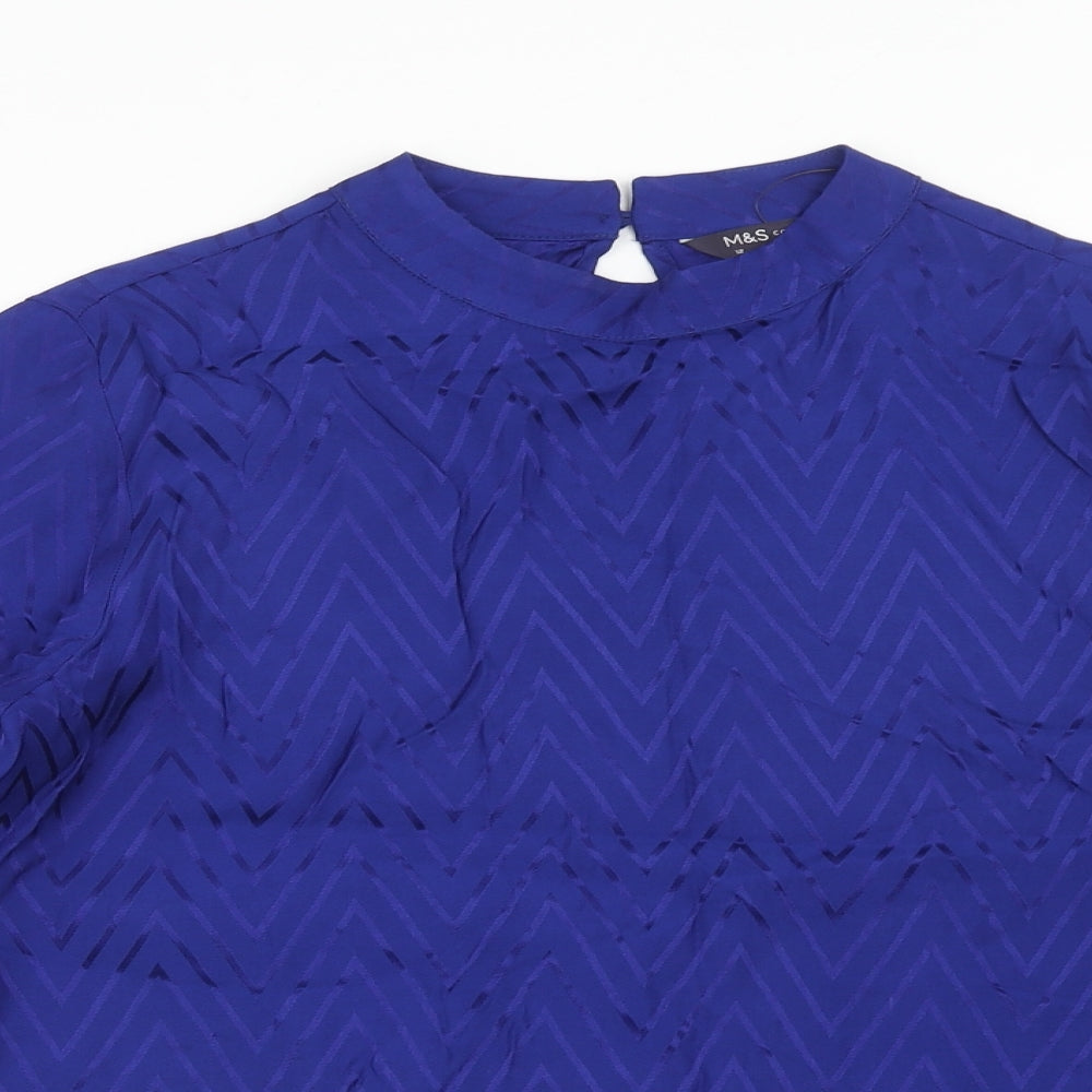 Womens UK Size 12 Marks and Spencer Blue Basic Blouse