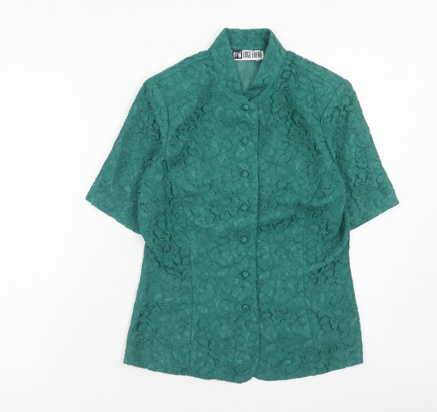 Womens UK Size 10 Together Green Basic Button-Up