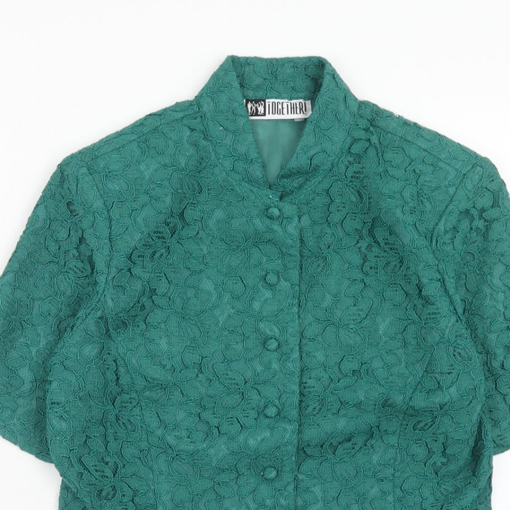 Womens UK Size 10 Together Green Basic Button-Up