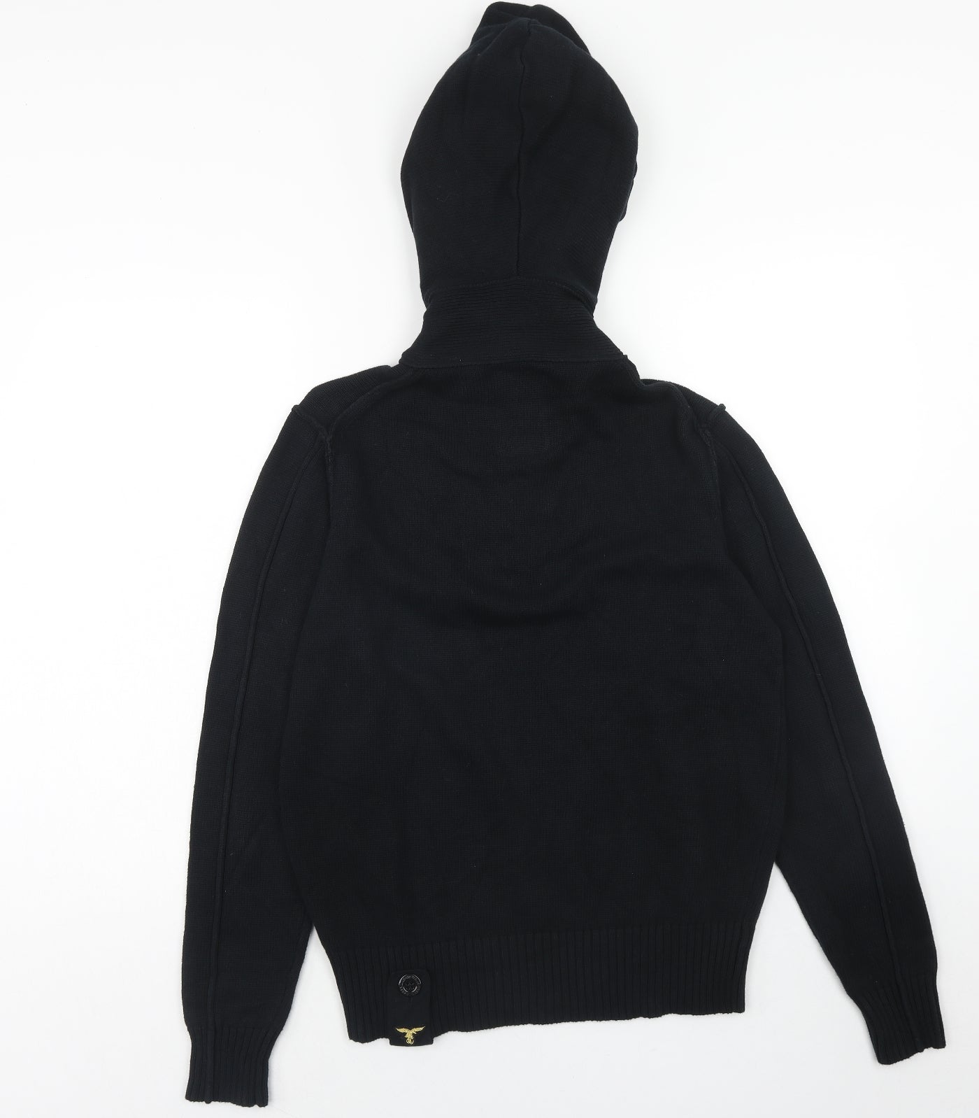 Le Brave Mens Black Round Neck Cotton Pullover Jumper Size M Long Sleeve - Henley