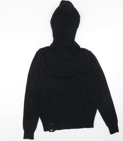 Le Brave Mens Black Round Neck Cotton Pullover Jumper Size M Long Sleeve - Henley
