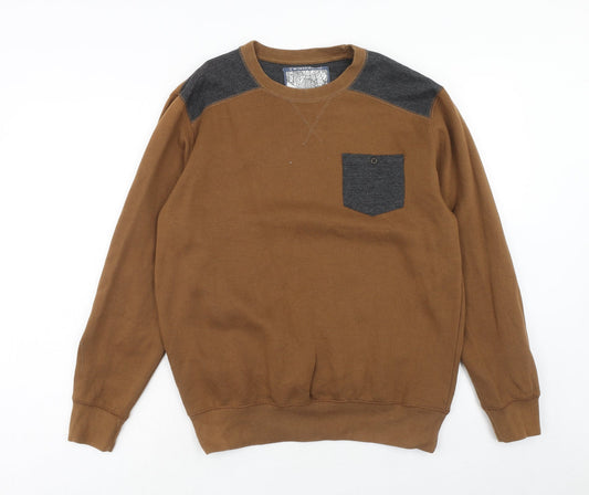 Twisted Soul Mens Brown Cotton Pullover Sweatshirt Size M - Elbow Patches