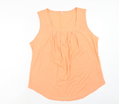 Womens UK Size XL Preworn Orange Basic Tank