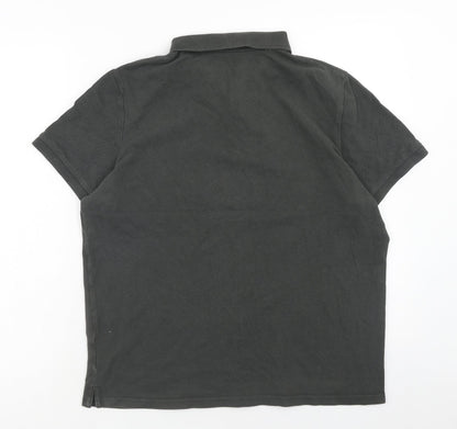 Nutmeg Mens Grey Cotton Polo Size L Collared Button