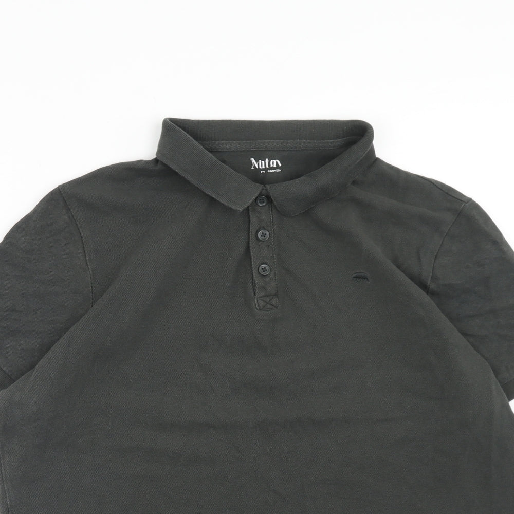 Nutmeg Mens Grey Cotton Polo Size L Collared Button