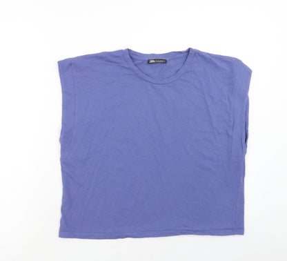 Womens UK Size L Zara Purple Cropped Blouse