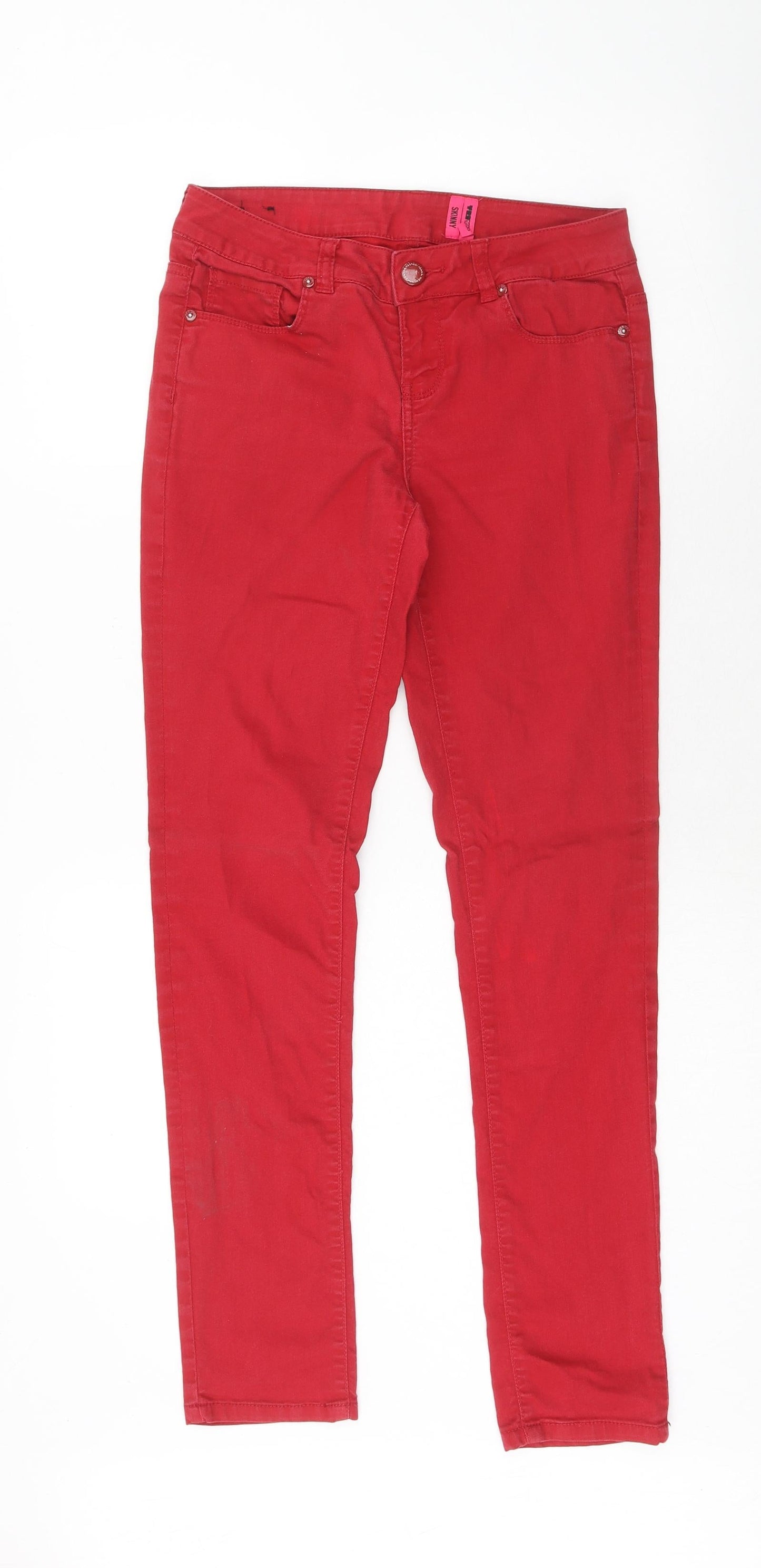 New Look Womens Red Cotton Skinny Jeans Size 8 Regular Zip