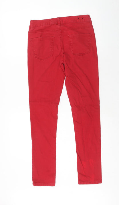 New Look Womens Red Cotton Skinny Jeans Size 8 Regular Zip