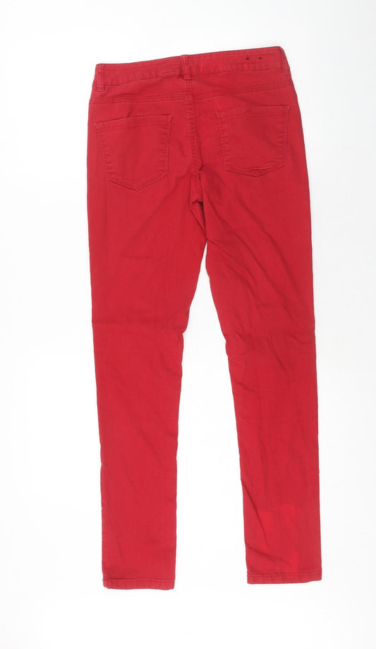 New Look Womens Red Cotton Skinny Jeans Size 8 Regular Zip