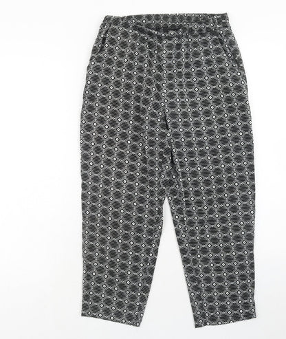 New Look Womens Black Geometric Polyester Trousers Size 8 Regular