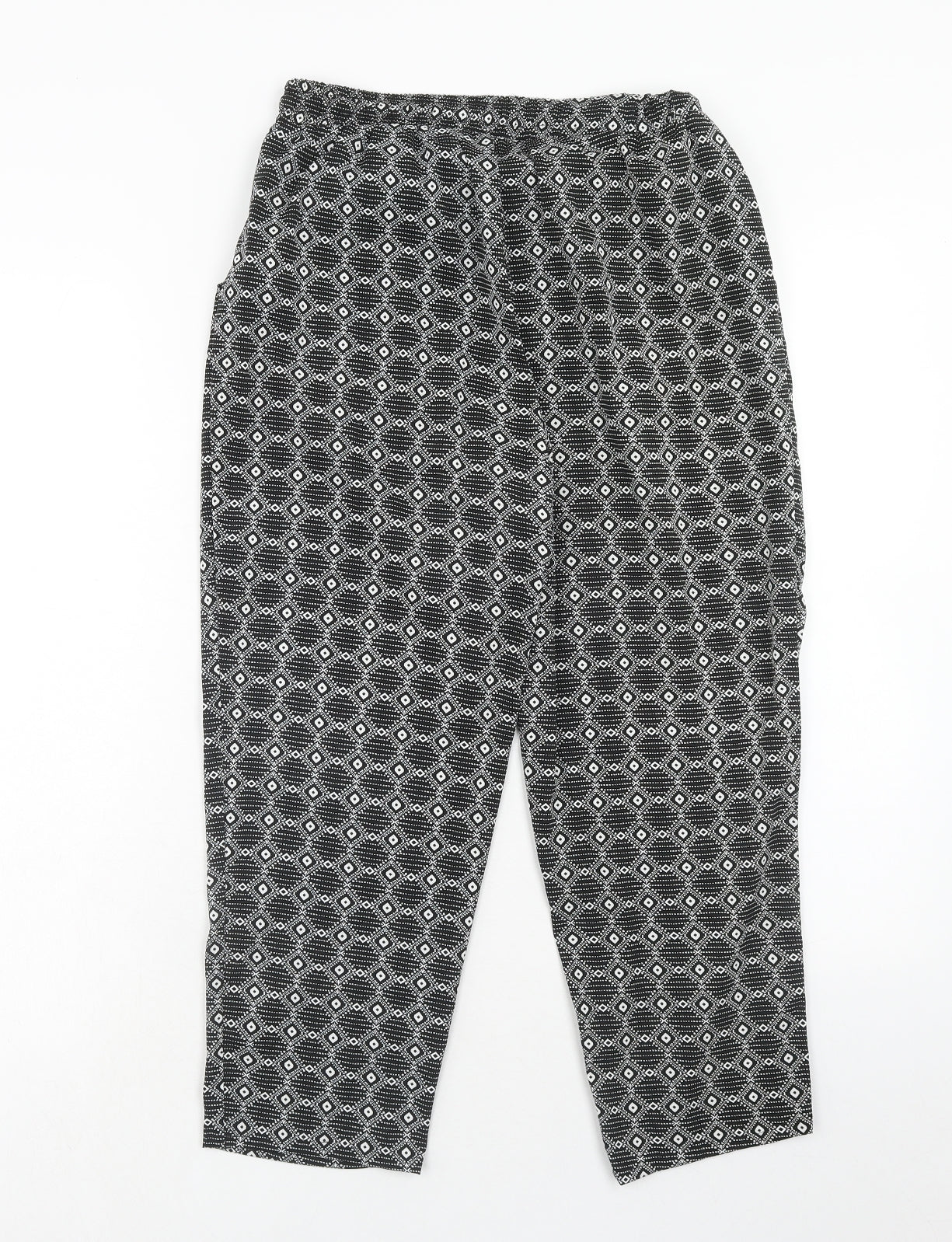 New Look Womens Black Geometric Polyester Trousers Size 8 Regular