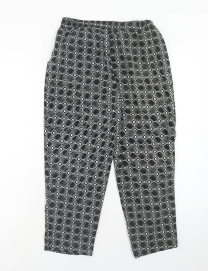 New Look Womens Black Geometric Polyester Trousers Size 8 Regular