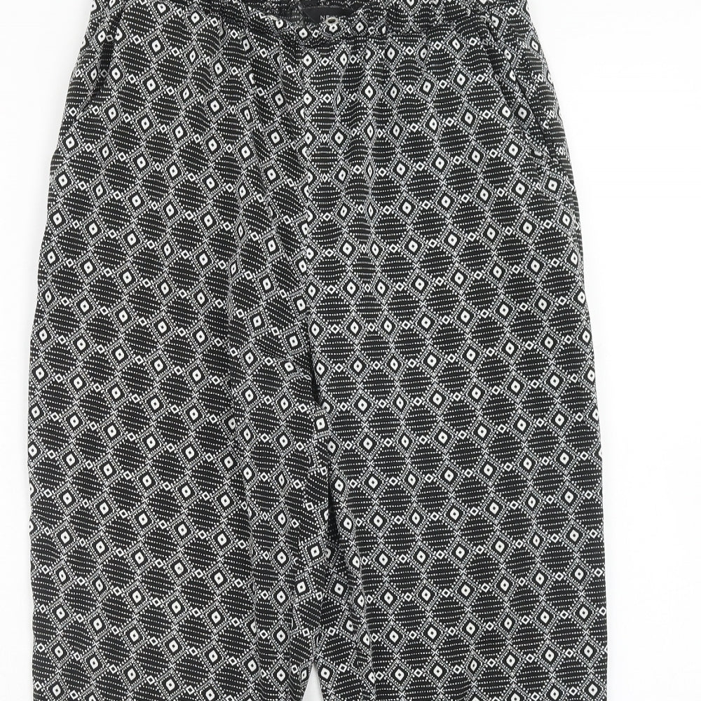 New Look Womens Black Geometric Polyester Trousers Size 8 Regular