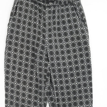 New Look Womens Black Geometric Polyester Trousers Size 8 Regular
