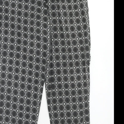 New Look Womens Black Geometric Polyester Trousers Size 8 Regular